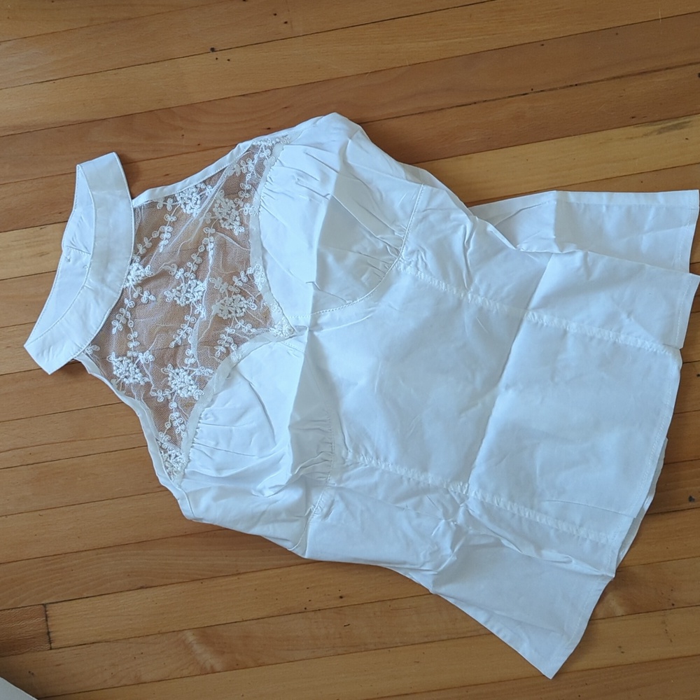 NEW white lace cotton halter Bustier Top Small